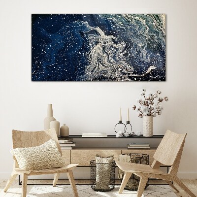 Ocean waves in blue tones Wall art on glass