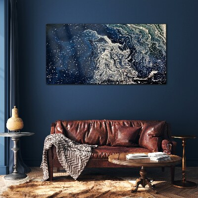 Ocean waves in blue tones Wall art on glass