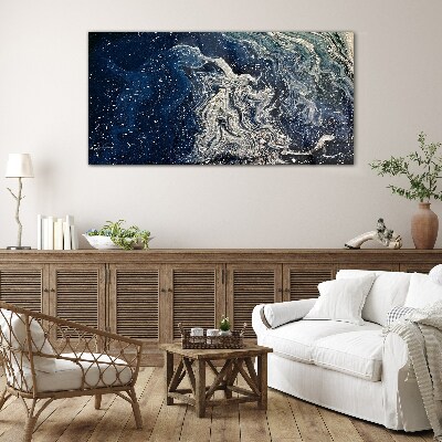 Ocean waves in blue tones Wall art on glass