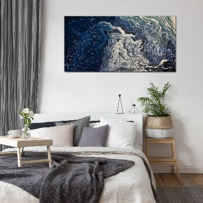 Ocean waves in blue tones Wall art on glass