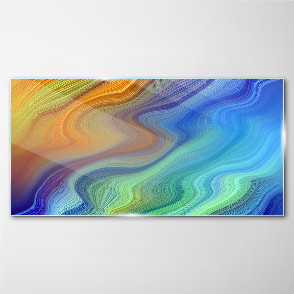 Waves of color in motion Wall art on glass