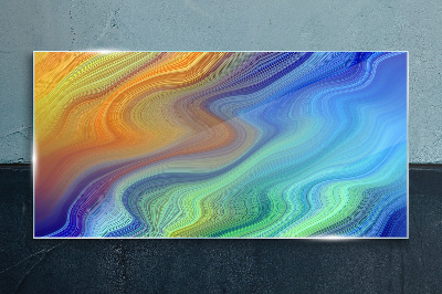 Waves of color in motion Wall art on glass