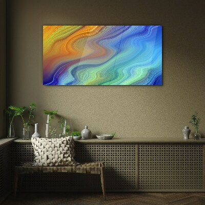 Waves of color in motion Wall art on glass