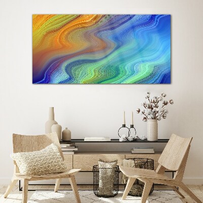 Waves of color in motion Wall art on glass