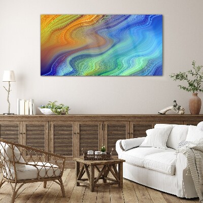 Waves of color in motion Wall art on glass