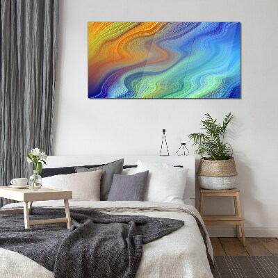 Waves of color in motion Wall art on glass