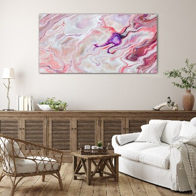 Pink waves of abstraction Glass art print