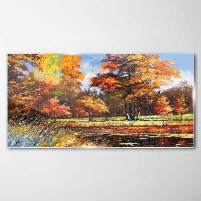 Autumn forest nature Glass Print