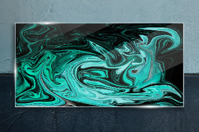 Turquoise swirls of abstraction Wall art on glass