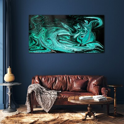 Turquoise swirls of abstraction Wall art on glass