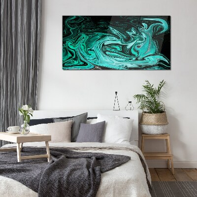 Turquoise swirls of abstraction Wall art on glass