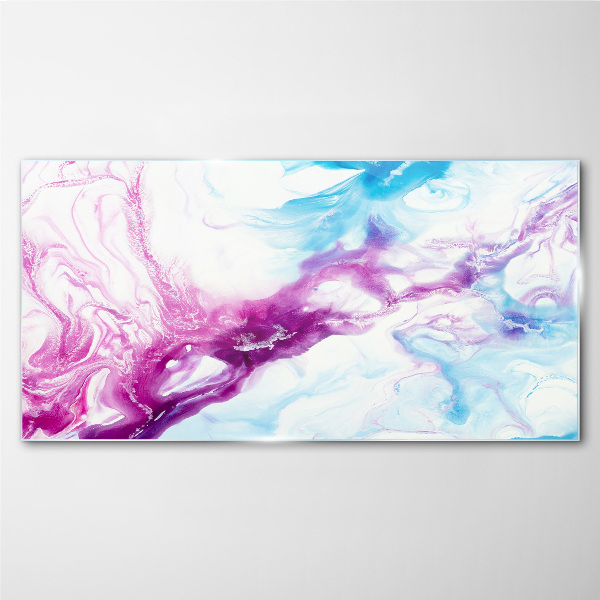 Waves of colors in blue and pink Glass art print