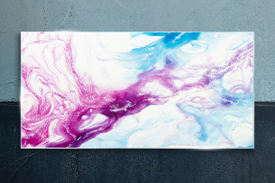 Waves of colors in blue and pink Glass art print