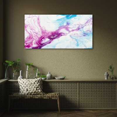 Waves of colors in blue and pink Glass art print