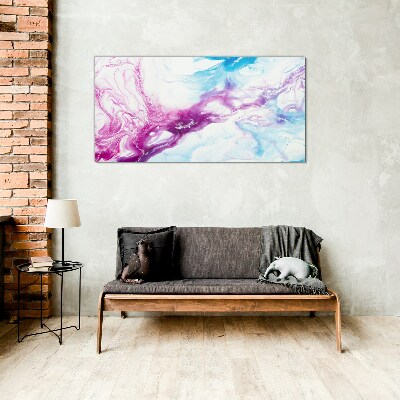 Waves of colors in blue and pink Glass art print
