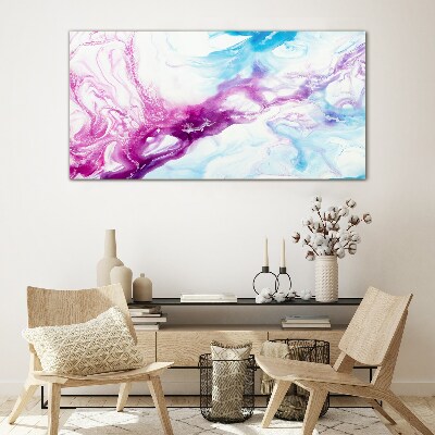 Waves of colors in blue and pink Glass art print