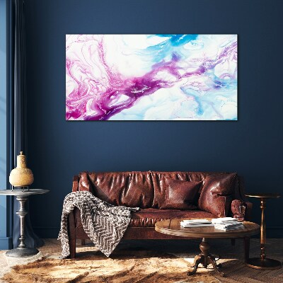 Waves of colors in blue and pink Glass art print
