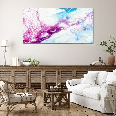 Waves of colors in blue and pink Glass art print