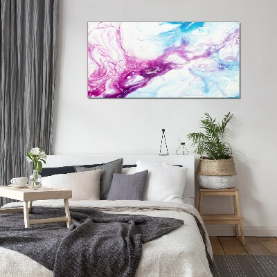 Waves of colors in blue and pink Glass art print