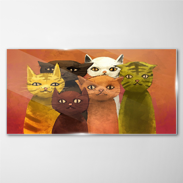 Cats in colorful harmony Glass art print