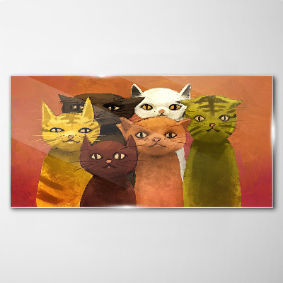 Cats in colorful harmony Glass art print