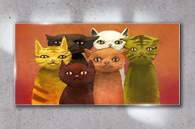 Cats in colorful harmony Glass art print