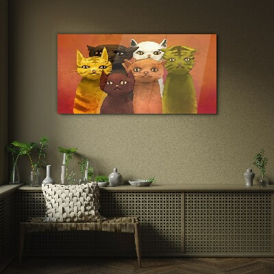Cats in colorful harmony Glass art print