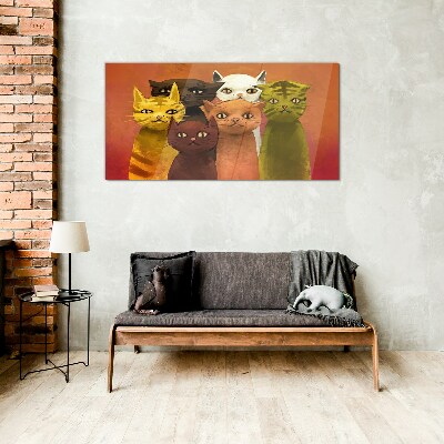 Cats in colorful harmony Glass art print