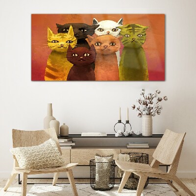 Cats in colorful harmony Glass art print