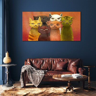 Cats in colorful harmony Glass art print