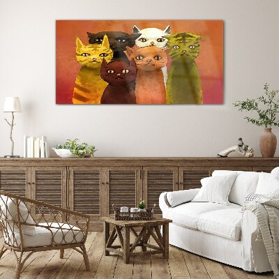 Cats in colorful harmony Glass art print