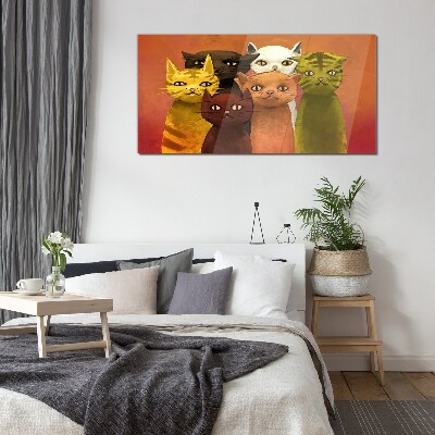 Cats in colorful harmony Glass art print
