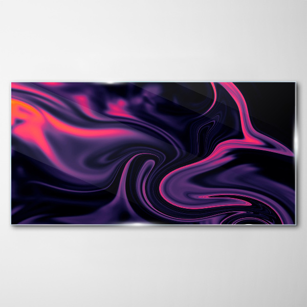 Waves of color at night Wall art on glass