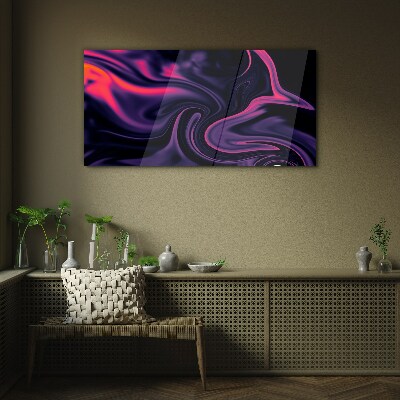 Waves of color at night Wall art on glass