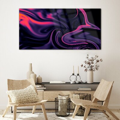Waves of color at night Wall art on glass