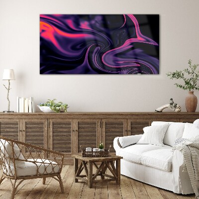 Waves of color at night Wall art on glass