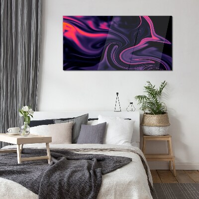 Waves of color at night Wall art on glass