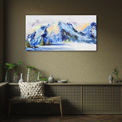 Winter mountain landscape Wall art on glass