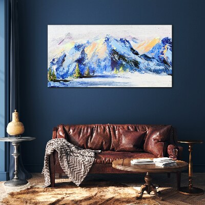 Winter mountain landscape Wall art on glass