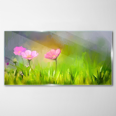 Abstract flowers nature Glass Wall Art