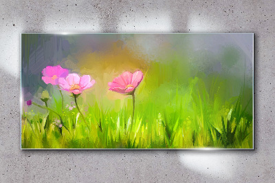 Abstract flowers nature Glass Wall Art