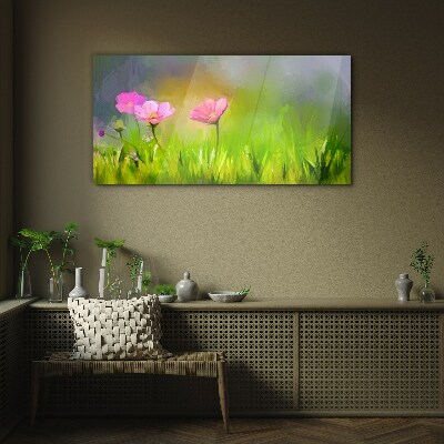A floral dream in pastel colors Wall art on glass