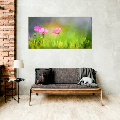 A floral dream in pastel colors Wall art on glass