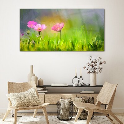 Abstract flowers nature Glass Wall Art