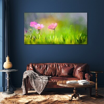 A floral dream in pastel colors Wall art on glass