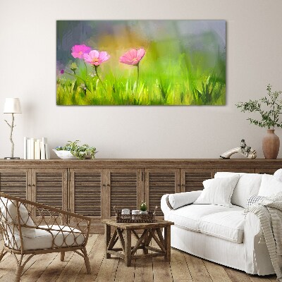 A floral dream in pastel colors Wall art on glass