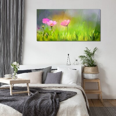 A floral dream in pastel colors Wall art on glass