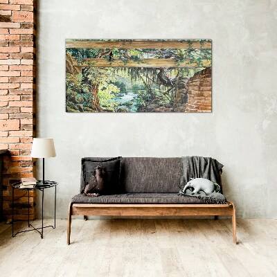 Abstraction forest river nature Glass Wall Art