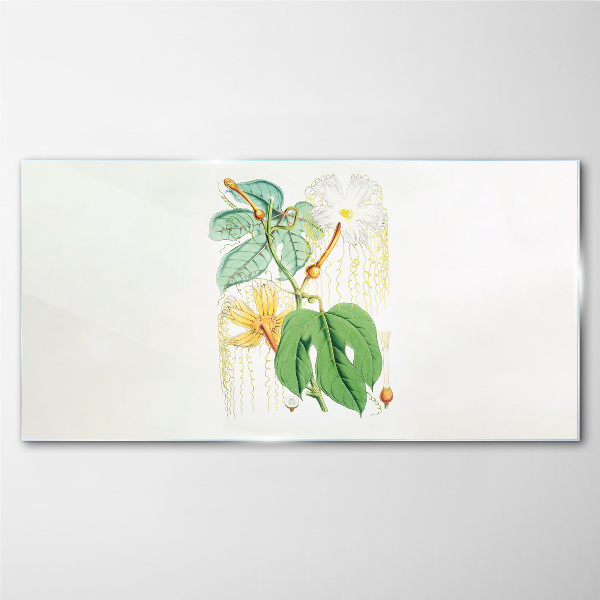 Floral motif in pastel colors Glass art print