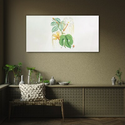 Floral motif in pastel colors Glass art print